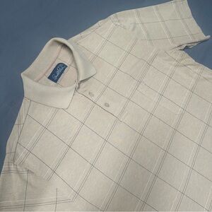 Arnold Palmer Men's Golf Polo Shirt Size Large Light Brown/Tan Plaid